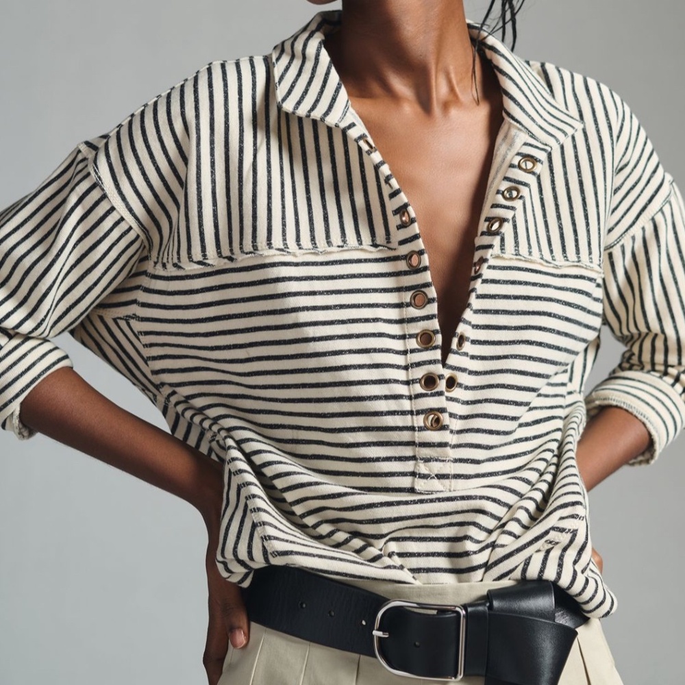 Pilcro Spliced Henley Top size XL